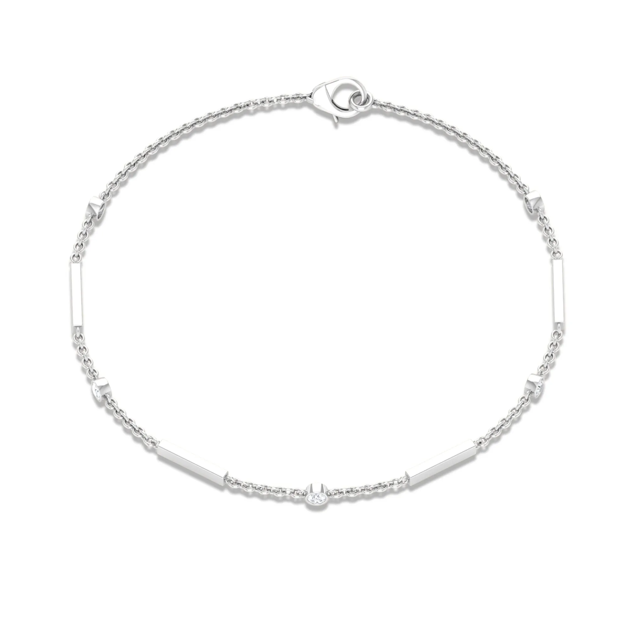 Bezel Set Cubic Zirconia Gold Bar Link Chain Bracelet