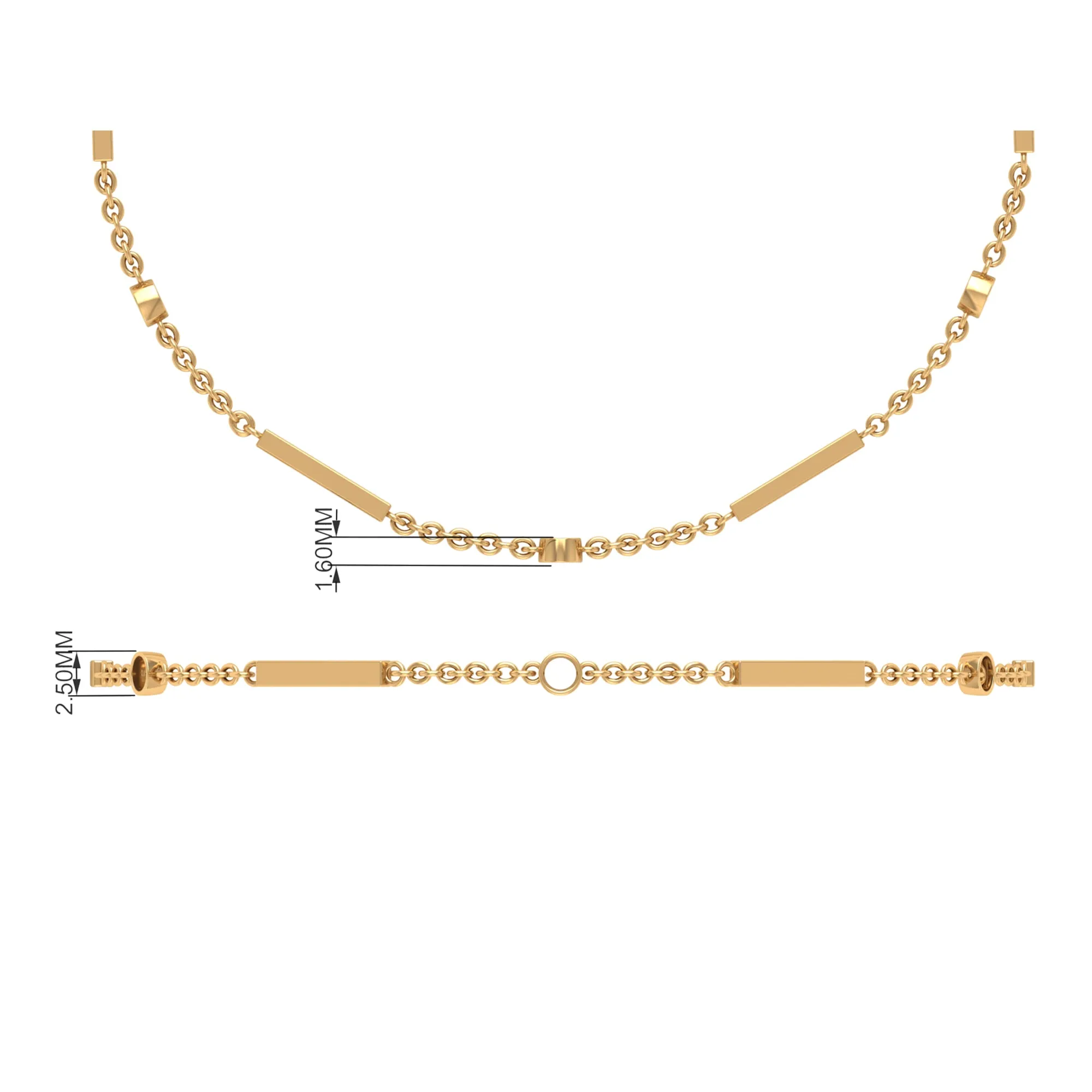 Bezel Set Cubic Zirconia Gold Bar Link Chain Bracelet