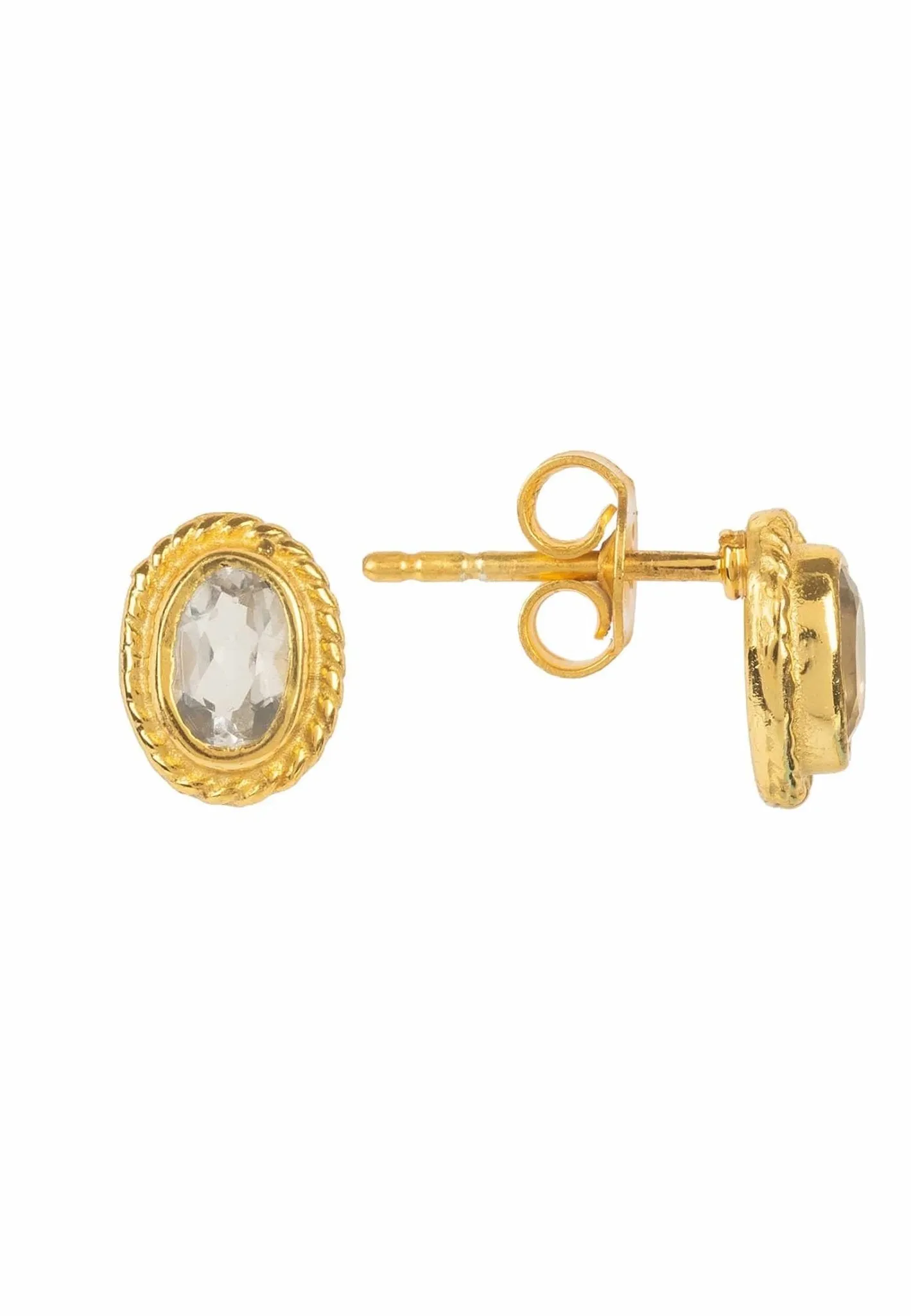 Birthstone Gold Gemstone Stud Earring April Quartz
