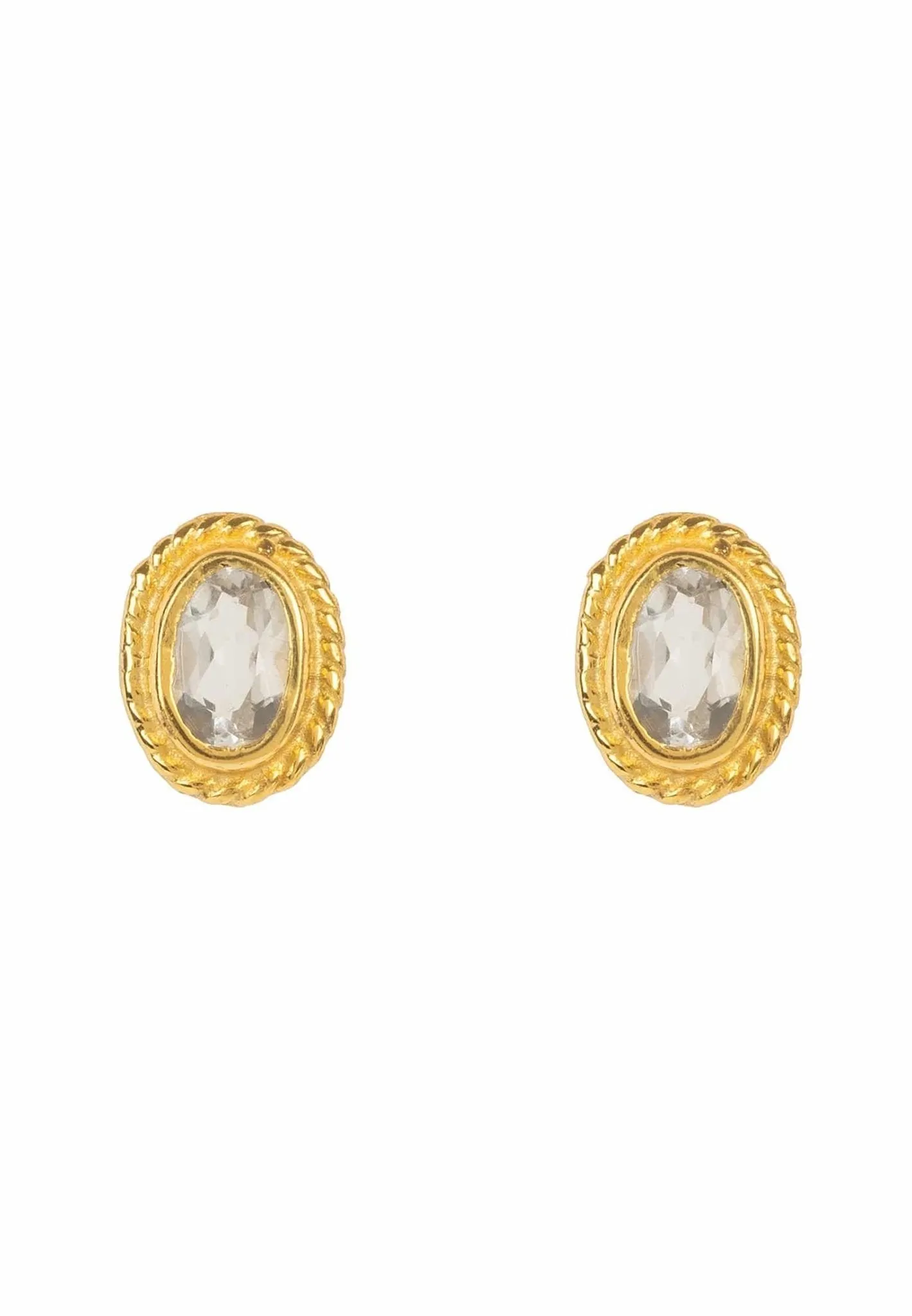 Birthstone Gold Gemstone Stud Earring April Quartz