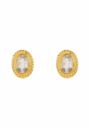 Birthstone Gold Gemstone Stud Earring April Quartz