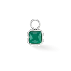 Birthstone May Charm Green Agate Silver