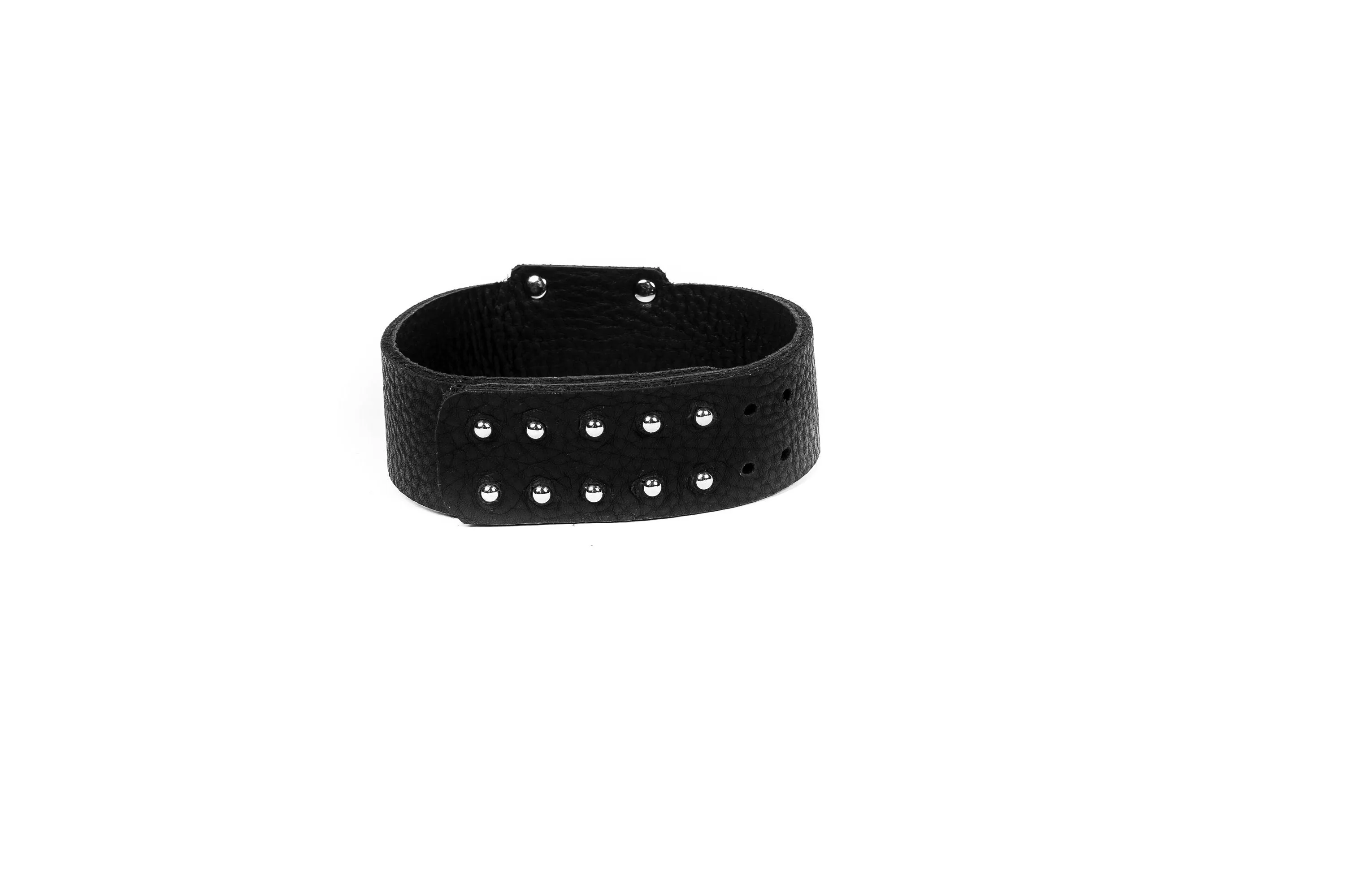 Black Leather Choker with Hanging Gun Black Titanium Dark Crystal and Silver