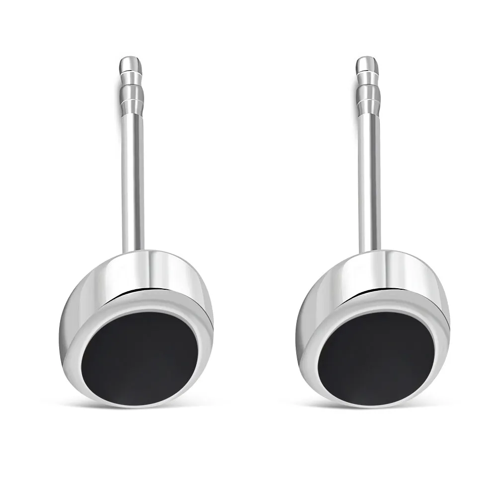 Black Onyx Oval Sterling Silver Stud Earrings