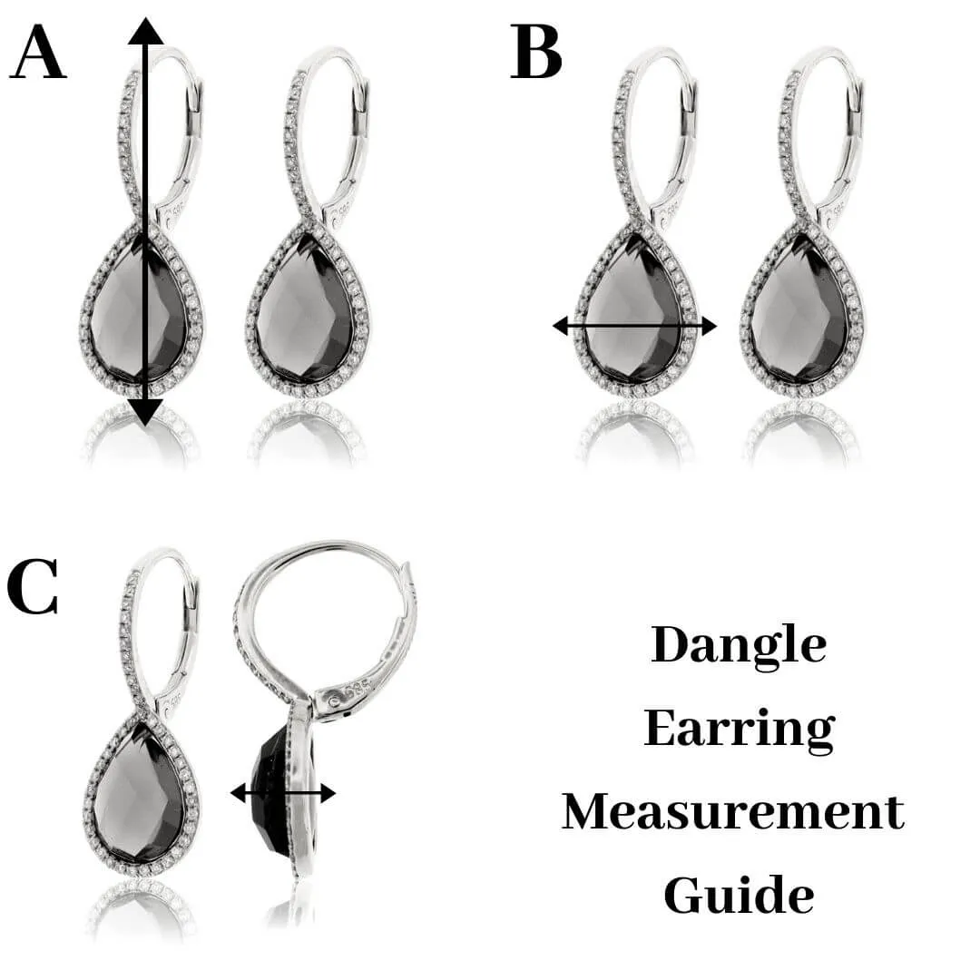 Blue Sapphire & Diamond Drop Halo Earrings