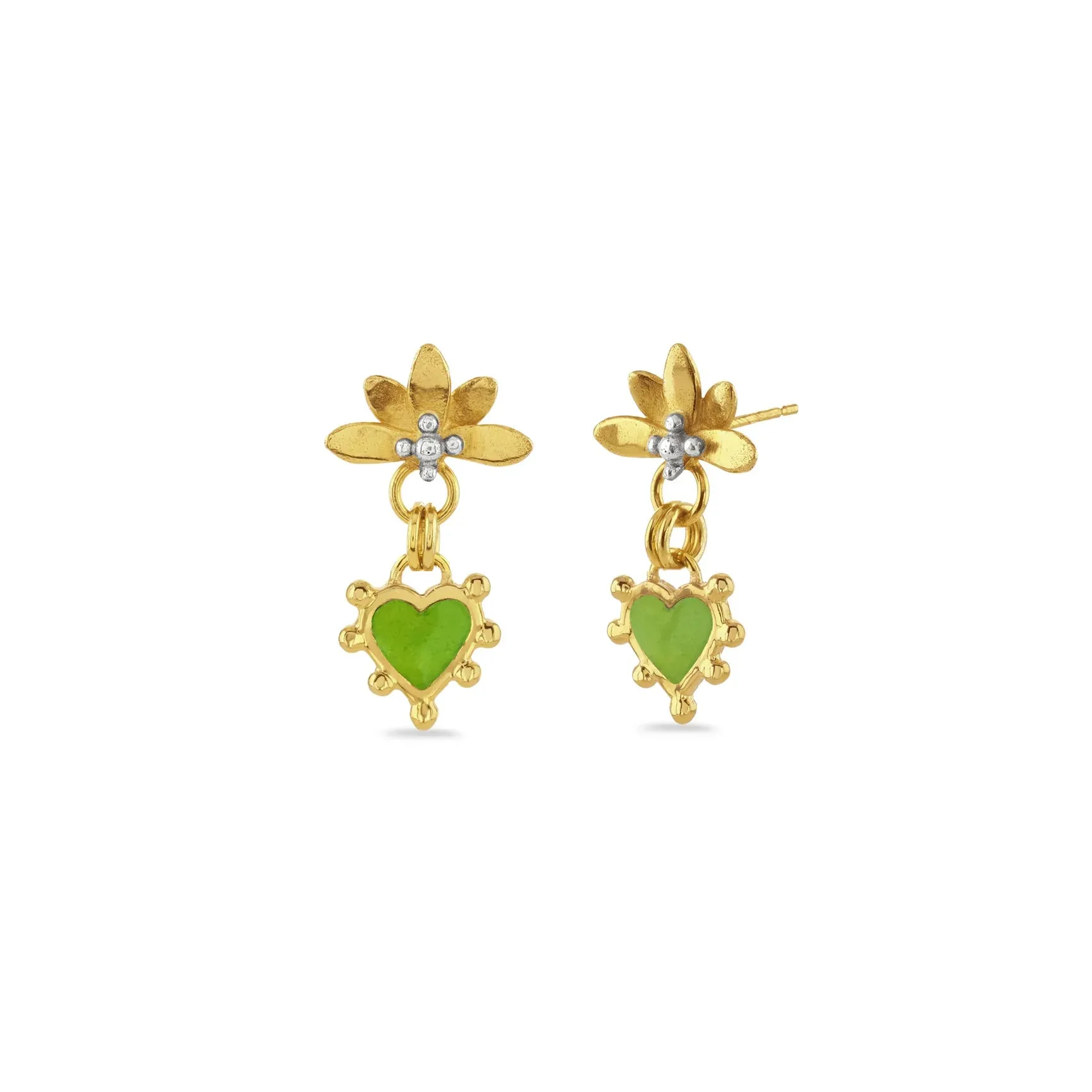 Boho Heart Sunset Earrings Green