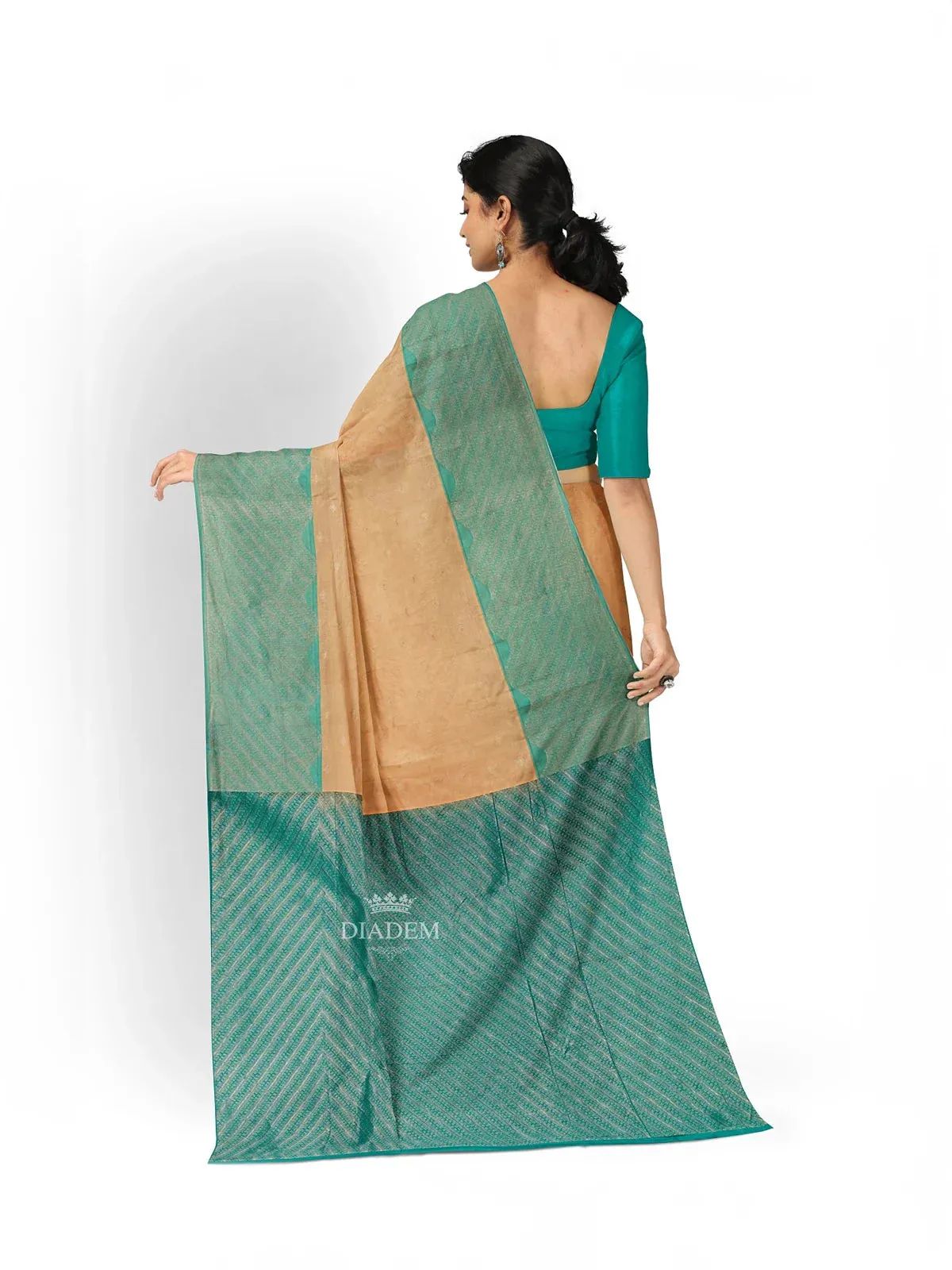 Brown Pure Kanchipuram Silk Saree with Zari Butta on the Body with Contrast Zari Border