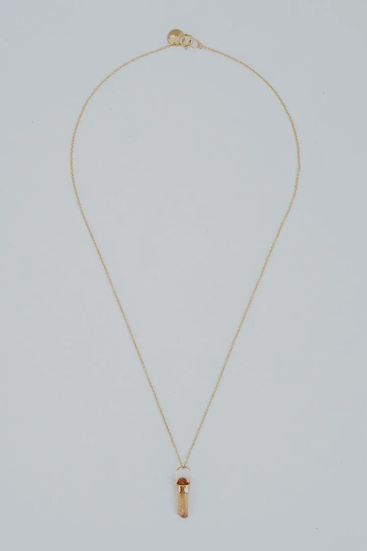 Bullet Charm Necklace -  Imperial Topaz 14k
