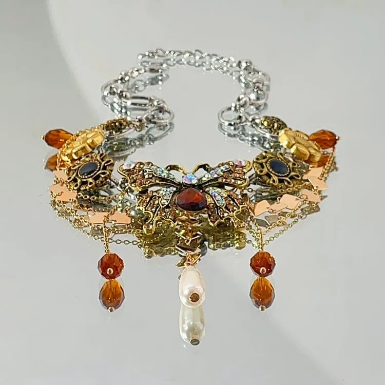 Butterfly Baroque Necklace Bronze Choker