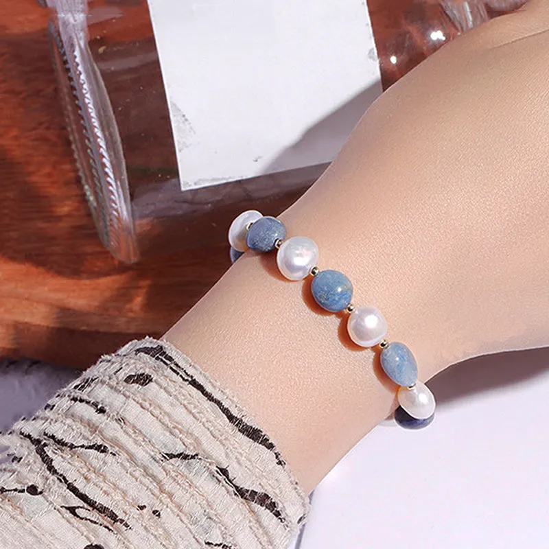 C108 - Blue Aventurine stones & Pearls