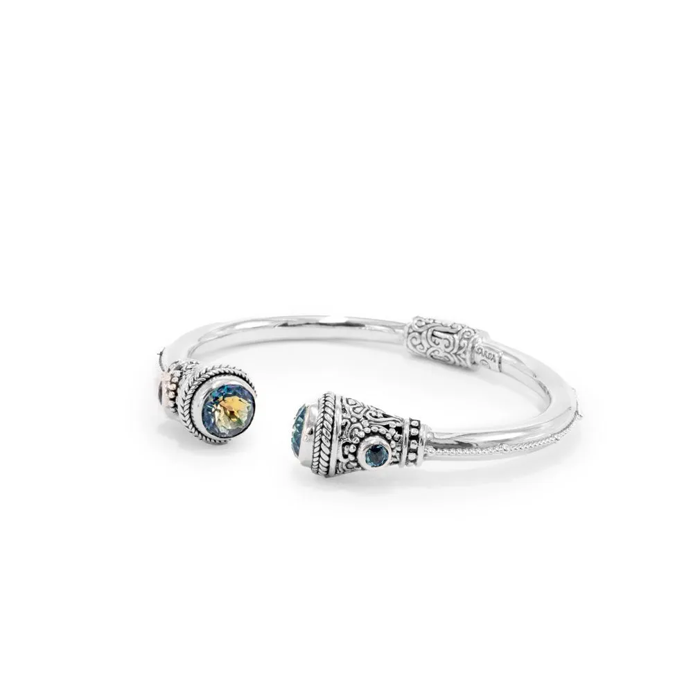 CAST AWAY™ MYSTIC QUARTZ & SWISS BLUE TOPAZ TIP-TO-TIP BANGLE BRACELET™