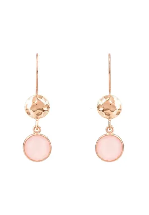 Circle & Hammer Earrings Rosegold Rose Quartz