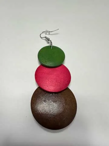 Circle Shaped African Wooden Earrings