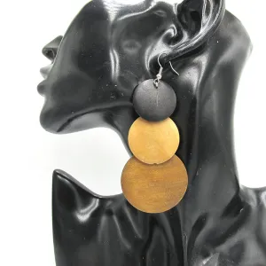 Circle Shaped African Wooden Earrings