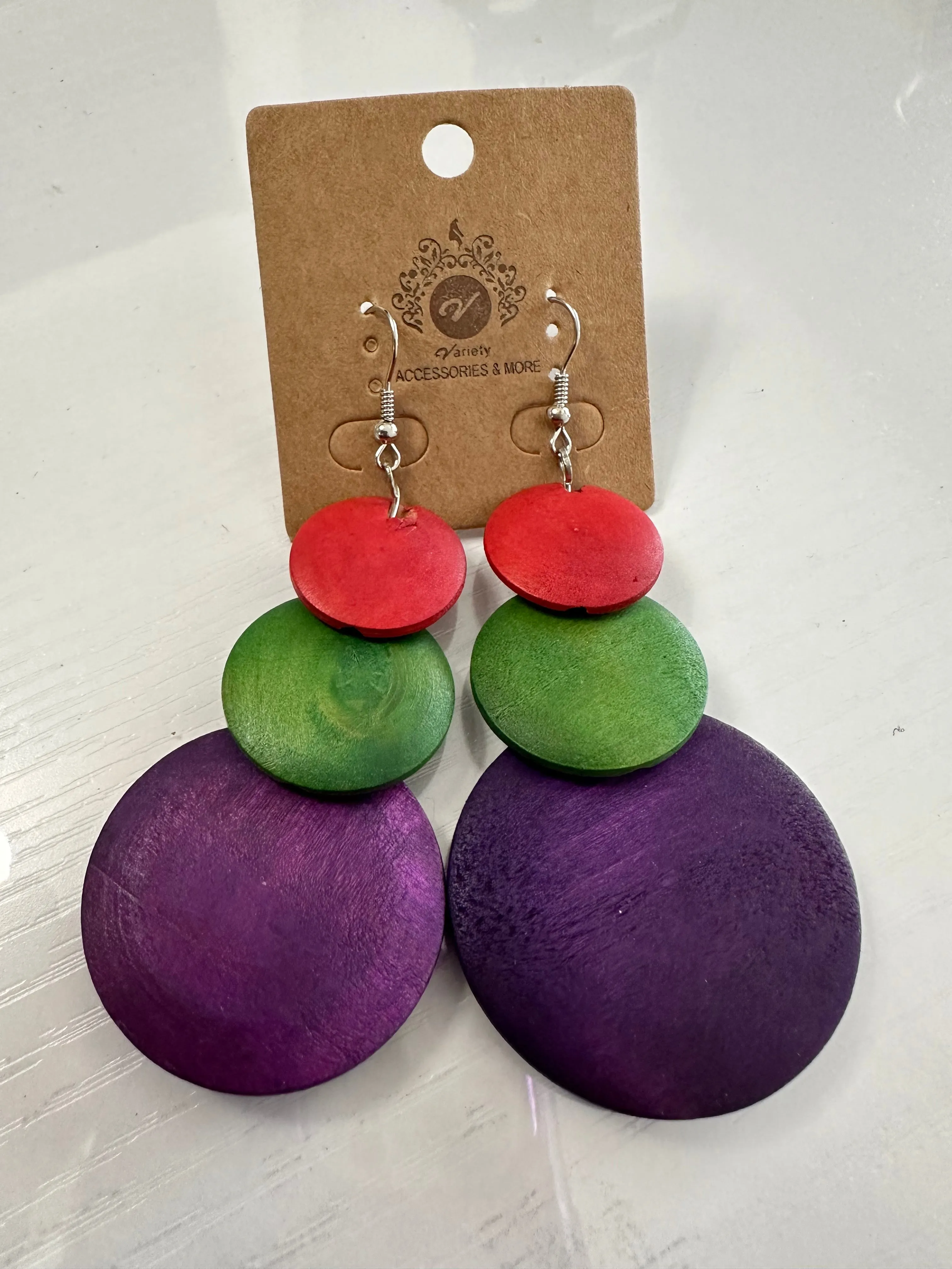 Circle Shaped African Wooden Earrings