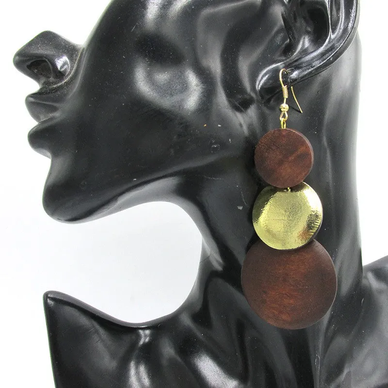 Circle Shaped African Wooden Earrings