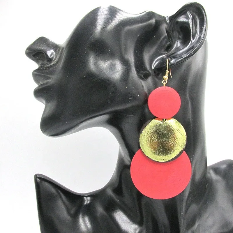 Circle Shaped African Wooden Earrings