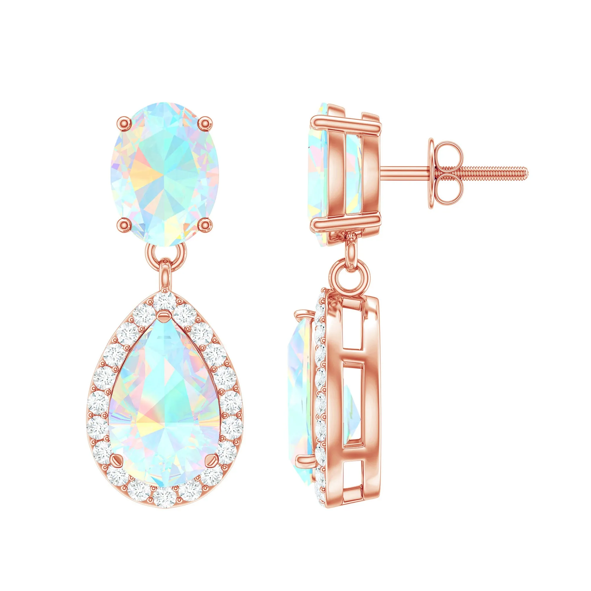 Classic Ethiopian Opal Dangle Earrings with Diamond Stones