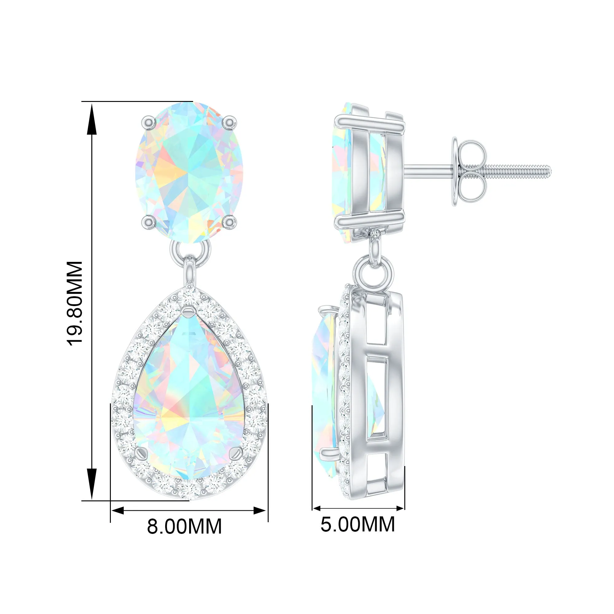 Classic Ethiopian Opal Dangle Earrings with Diamond Stones