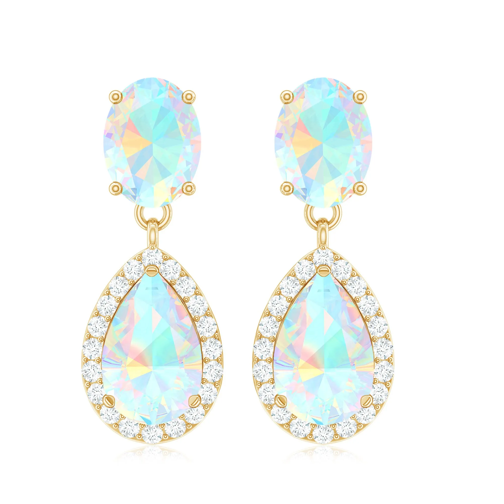 Classic Ethiopian Opal Dangle Earrings with Diamond Stones