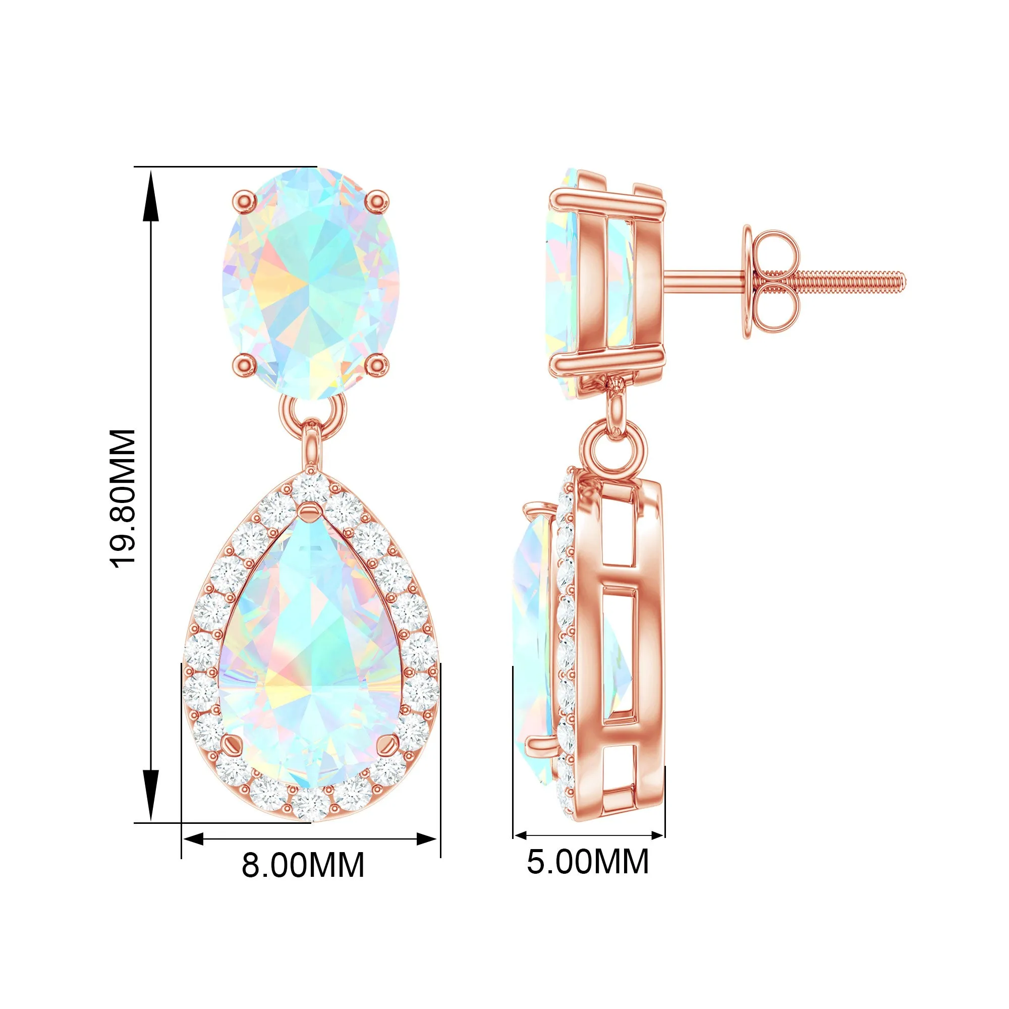 Classic Ethiopian Opal Dangle Earrings with Diamond Stones