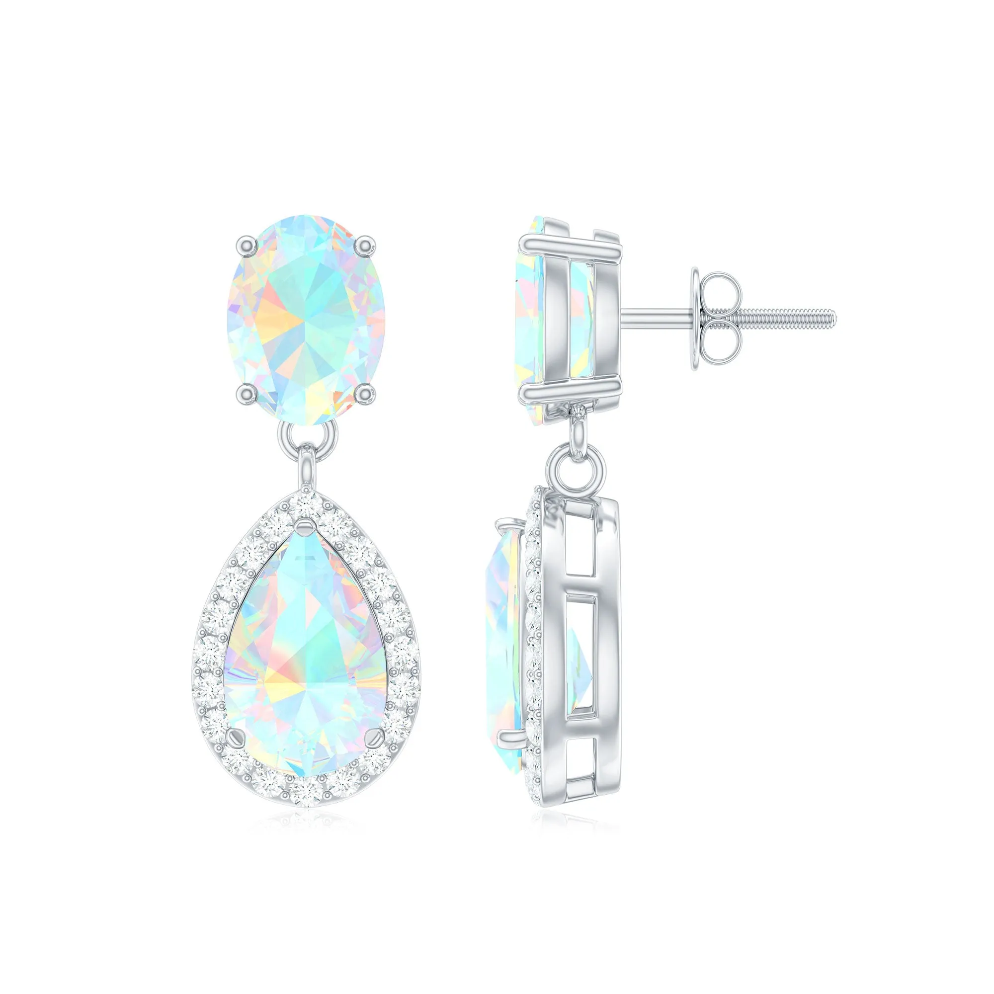 Classic Ethiopian Opal Dangle Earrings with Diamond Stones