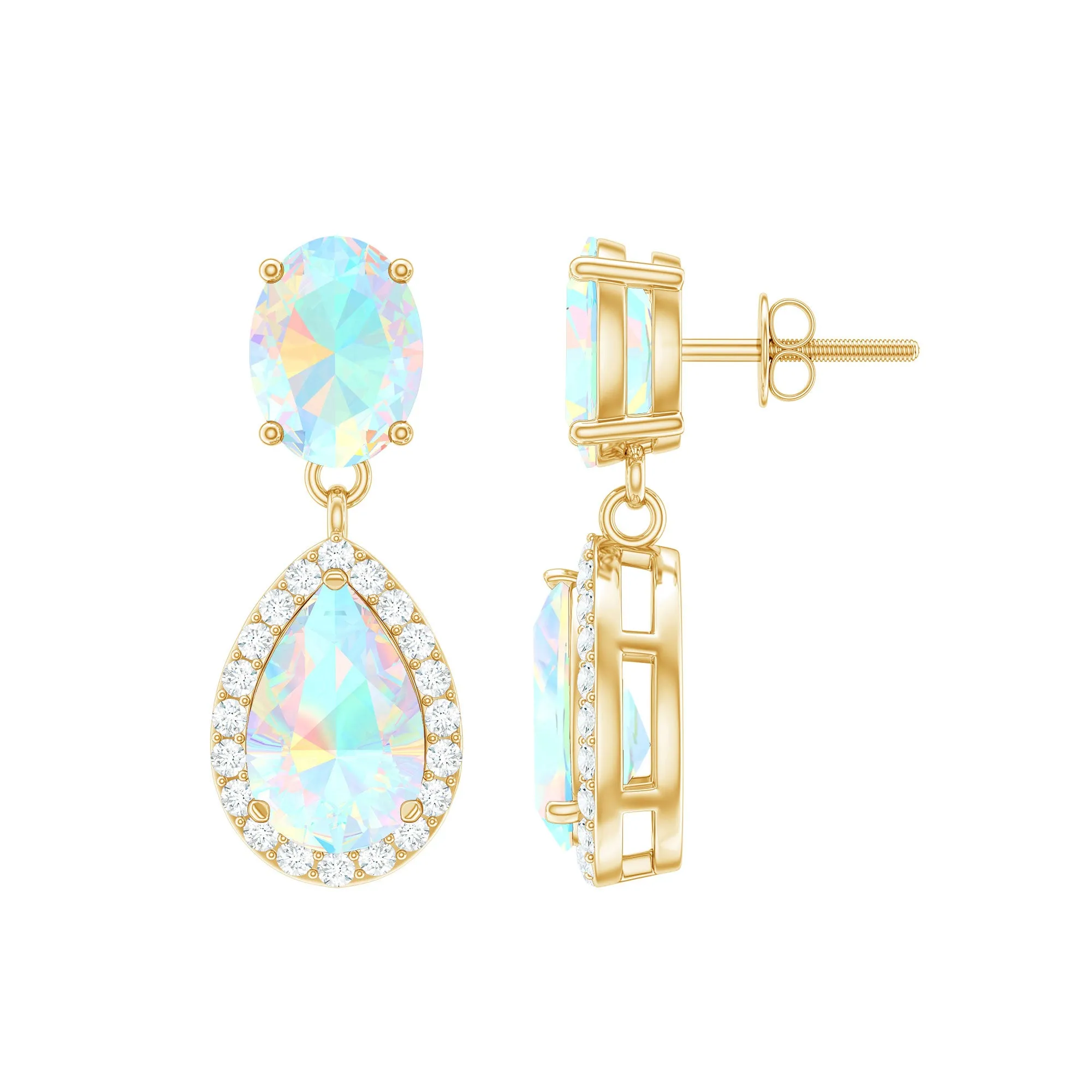 Classic Ethiopian Opal Dangle Earrings with Diamond Stones