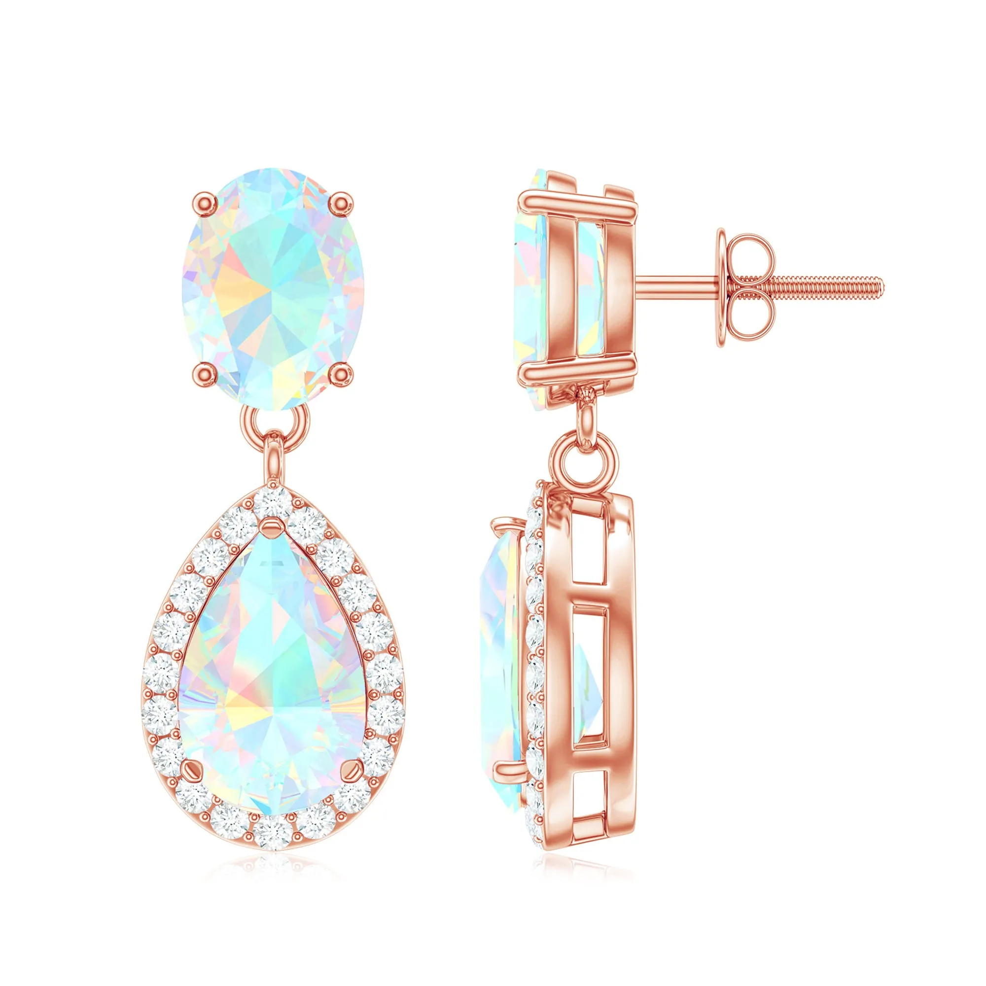 Classic Ethiopian Opal Dangle Earrings with Diamond Stones
