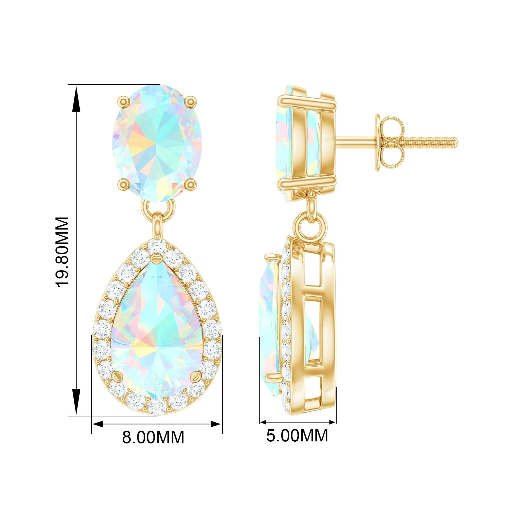 Classic Ethiopian Opal Dangle Earrings with Diamond Stones