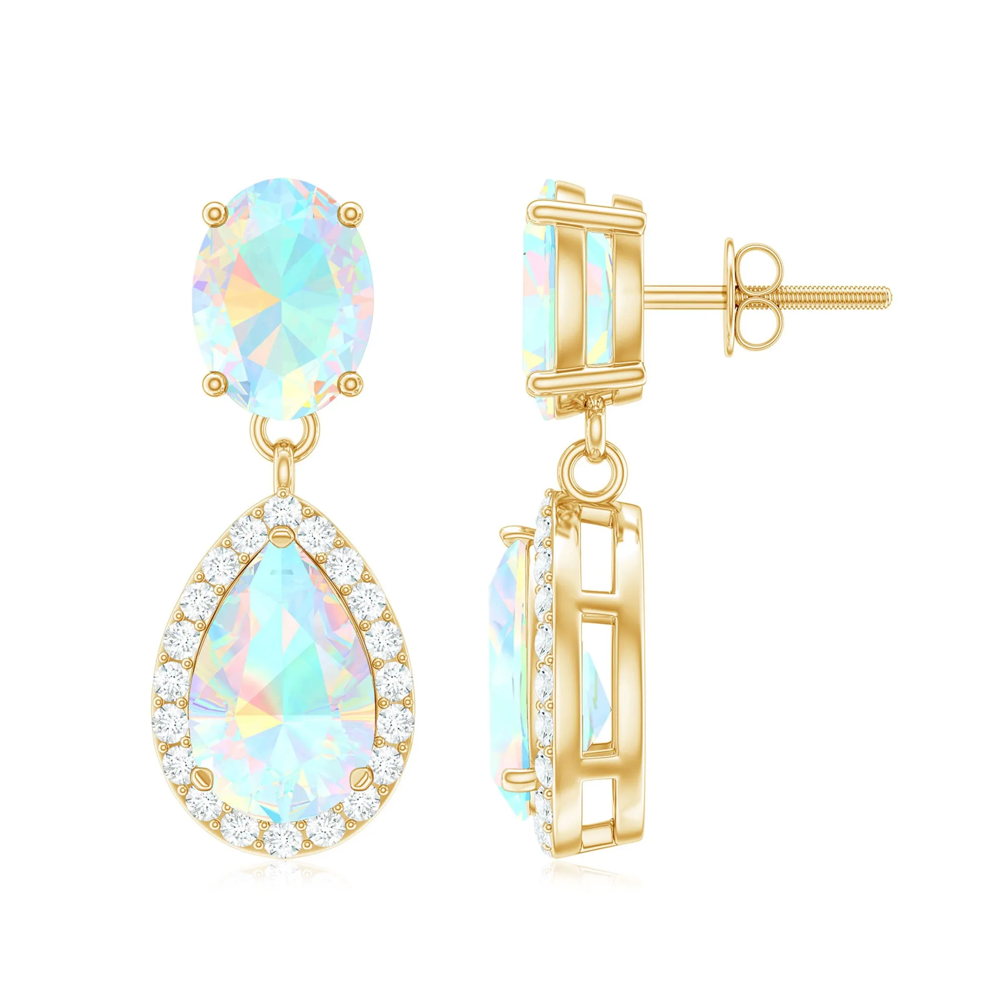 Classic Ethiopian Opal Dangle Earrings with Diamond Stones