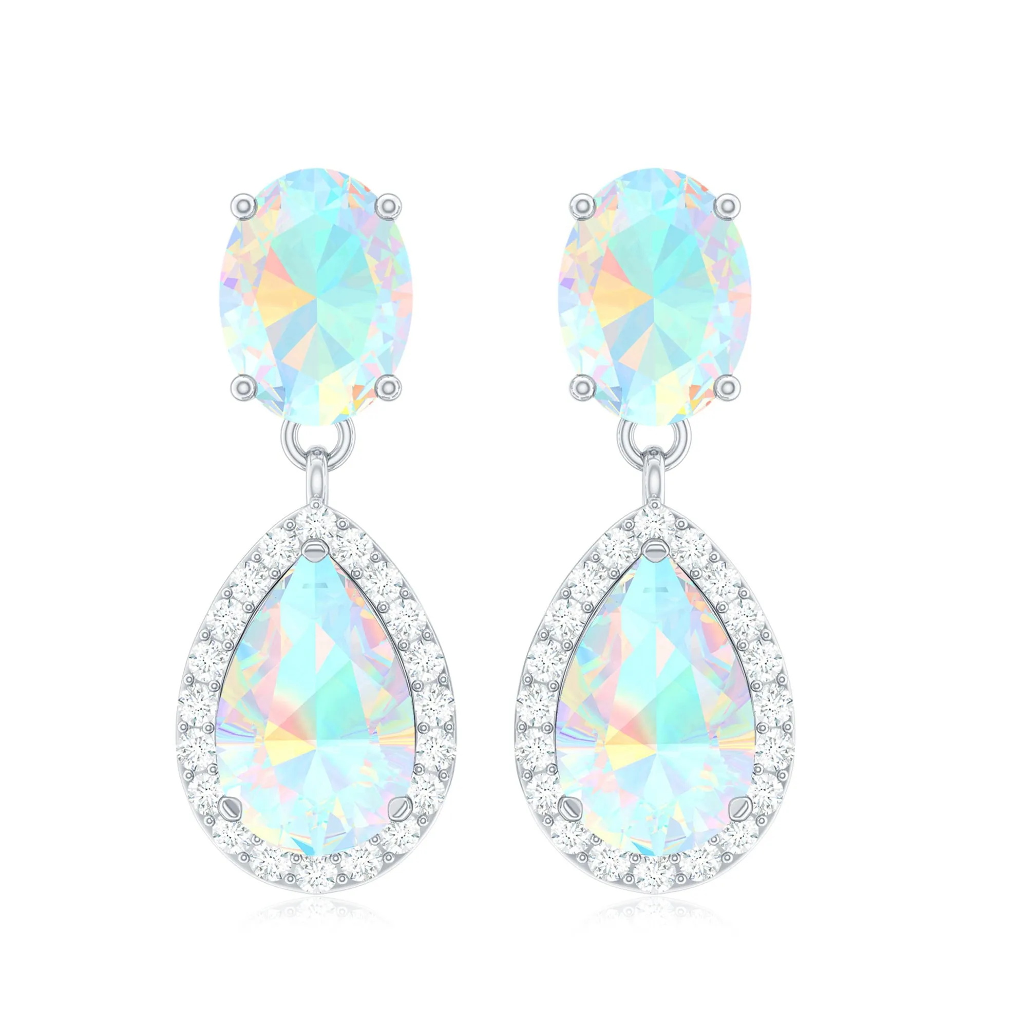 Classic Ethiopian Opal Dangle Earrings with Diamond Stones