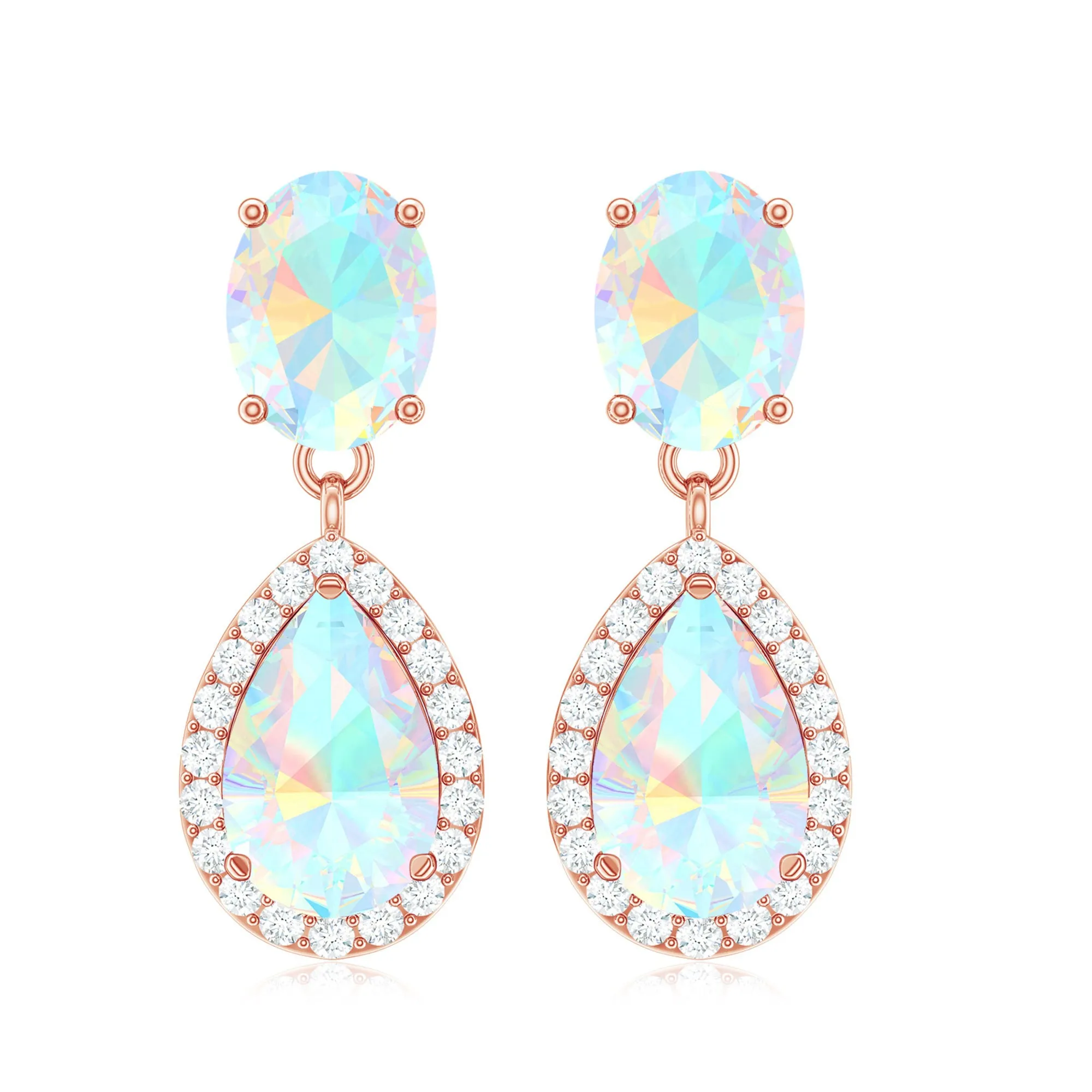 Classic Ethiopian Opal Dangle Earrings with Diamond Stones
