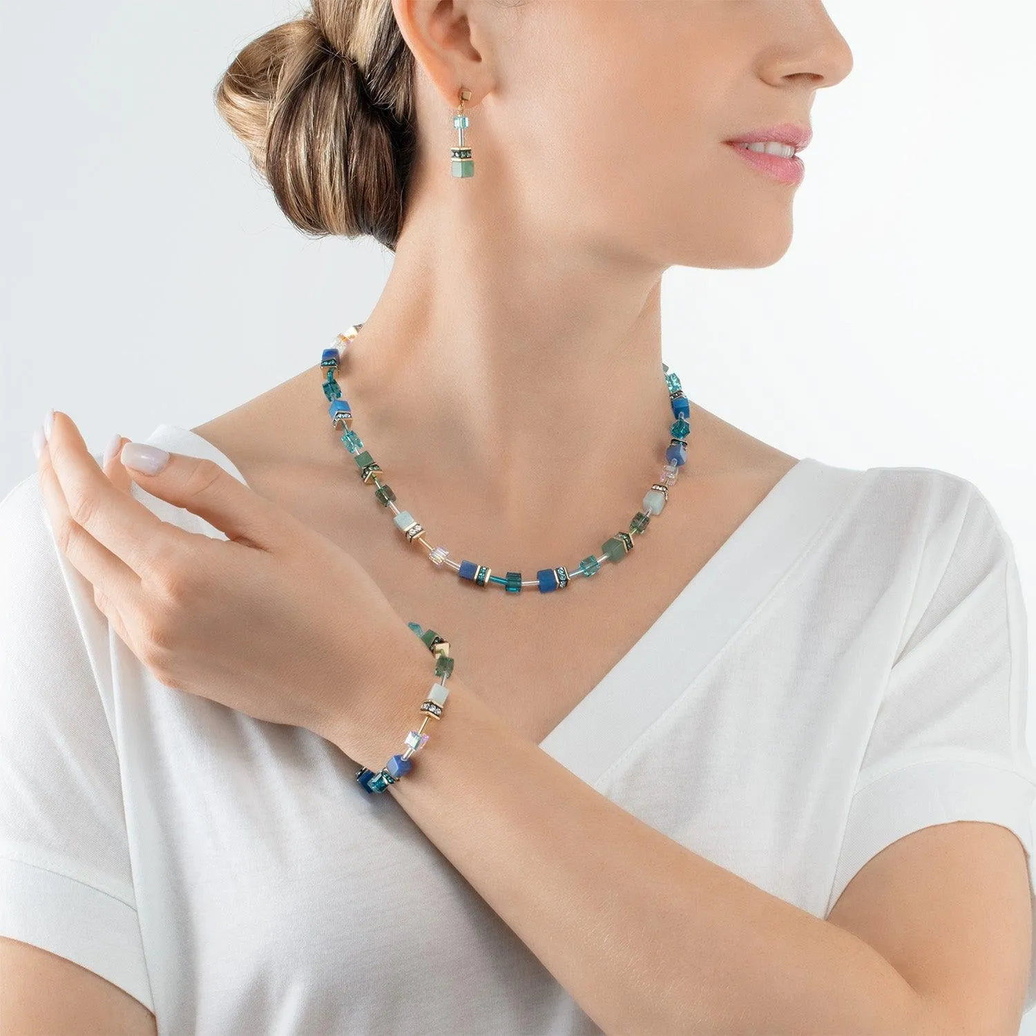 Coeur De Lion GeoCUBE® Iconic Gold Green-Turquoise Bracelet