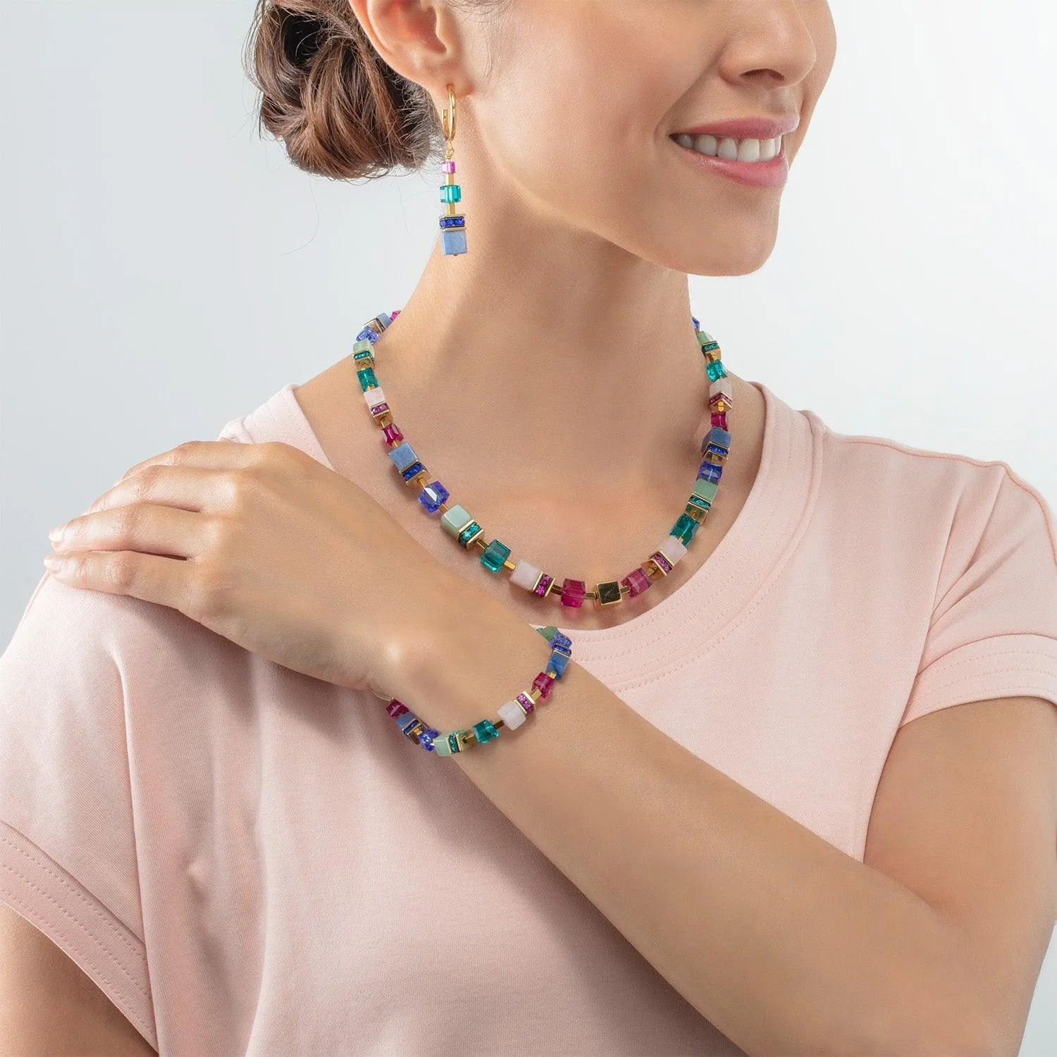 Coeur De Lion GeoCUBE® Precious Statement Gold Multicolour Bracelet