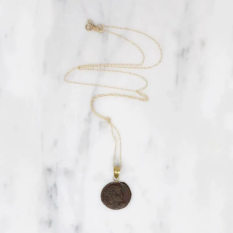 Constantine I Roman Copper Coin in Gold Necklace