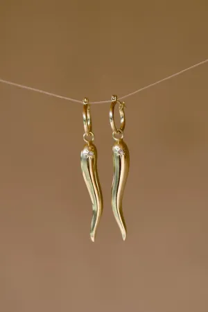Corno Chilli Hoops 14K Gold Vermeil Rainbow Moonstone