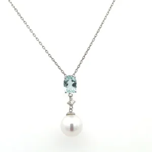 Cultured Freshwater Pearl & Aquamarine Necklace