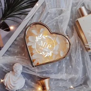 Custom Glass Heart-Shaped Jewelry Box or Wedding Ring  Box