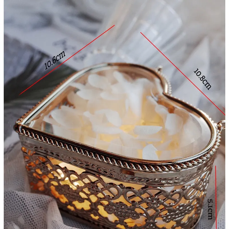 Custom Glass Heart-Shaped Jewelry Box or Wedding Ring  Box