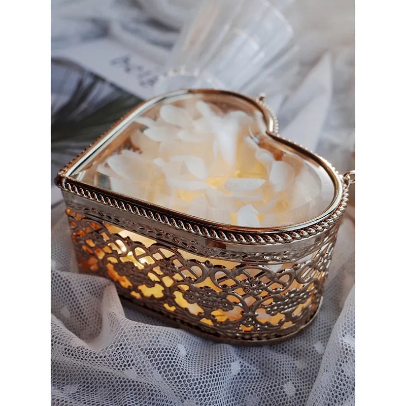 Custom Glass Heart-Shaped Jewelry Box or Wedding Ring  Box
