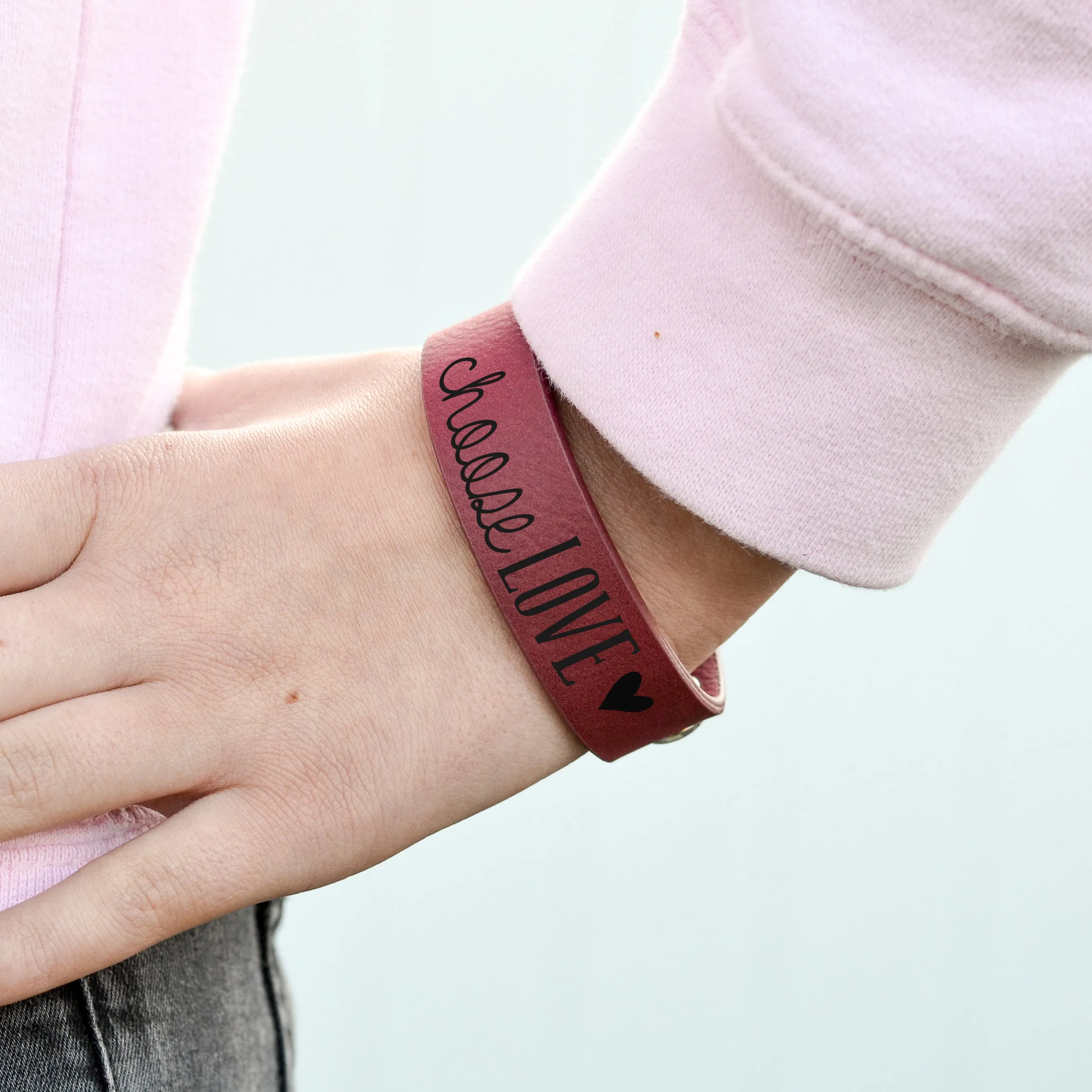 Custom Leatherette Kids Cuff Bracelet "Choose LOVE"