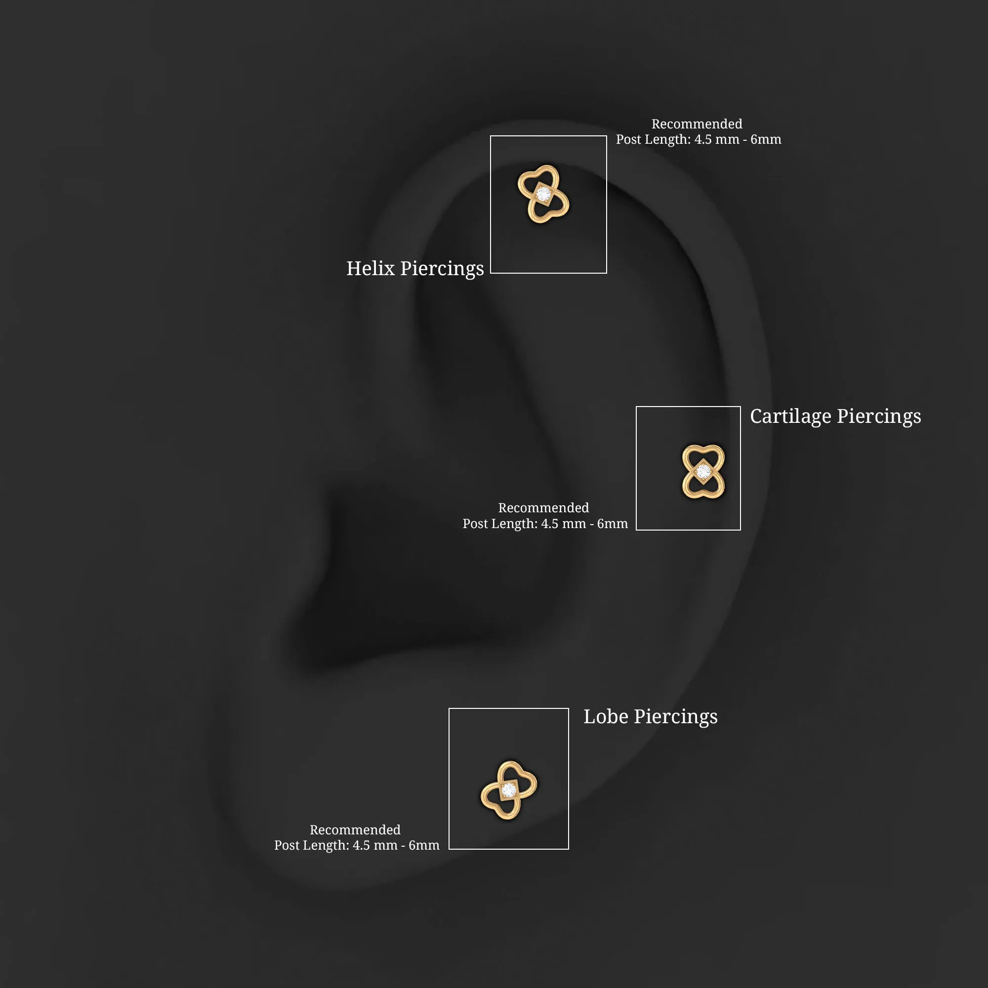 Dainty Diamond Heart Earring for Tragus Piercing