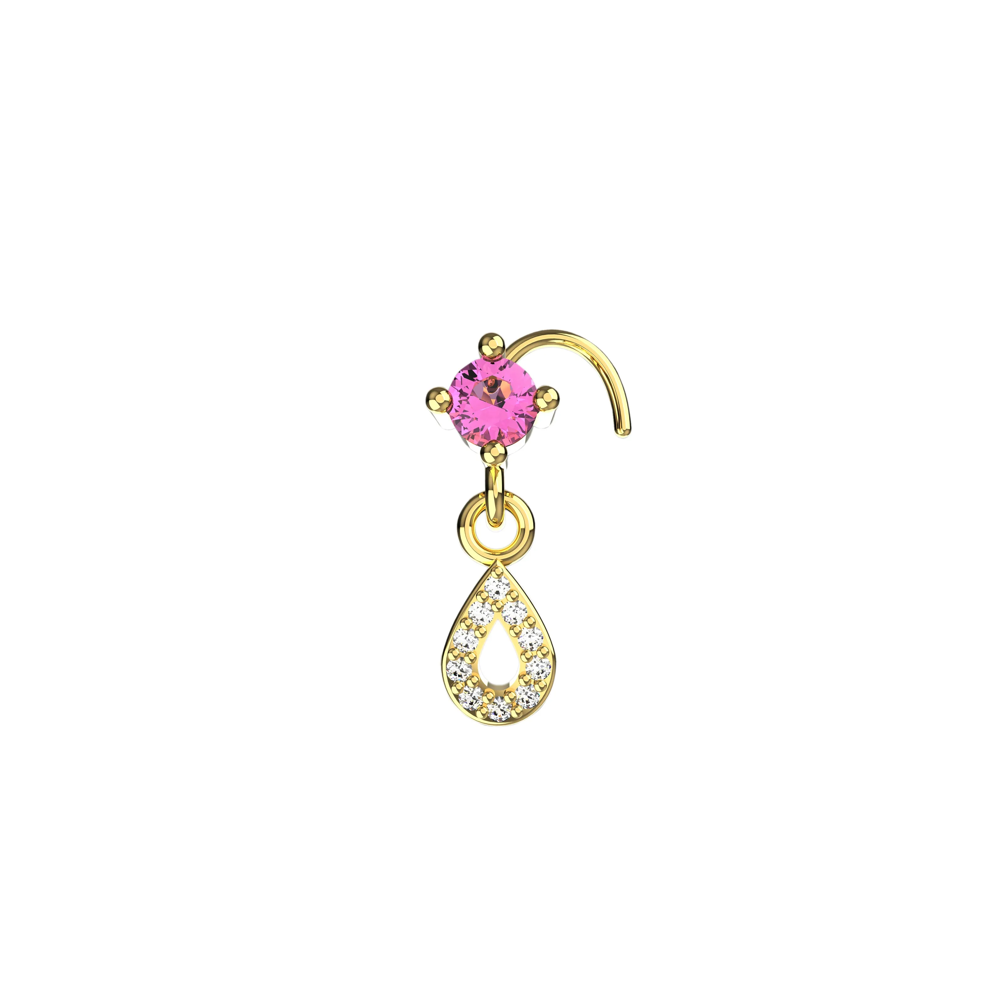 Dangle Nose Ring with Flat Back – Comfortable Nose Piercing Jewelry
