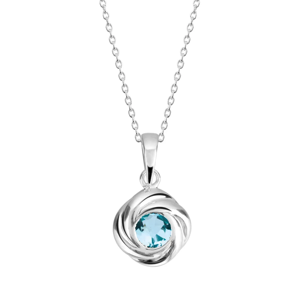 Dew Silver Swirl Blue Topaz Necklace