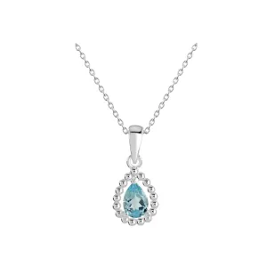 Dew Teardrop Blue Topaz Bobble Surround Necklace