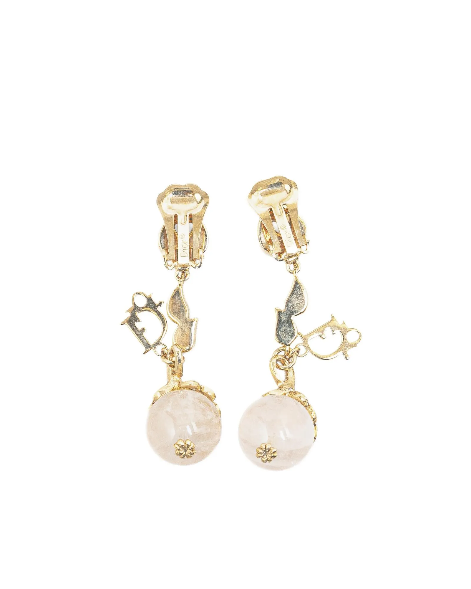 Dior Rose Quartz Crystal Drop Earrings
