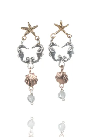 Double Seahorse Drop Earrings