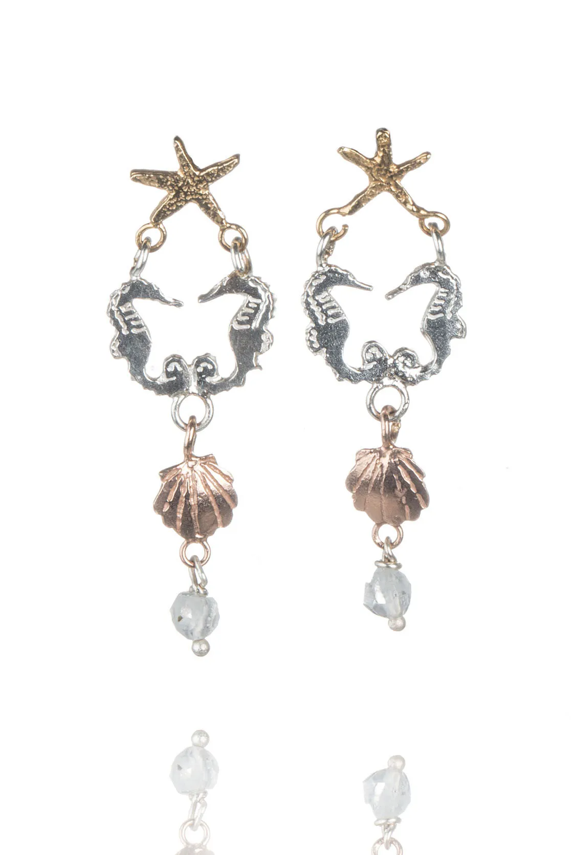Double Seahorse Drop Earrings