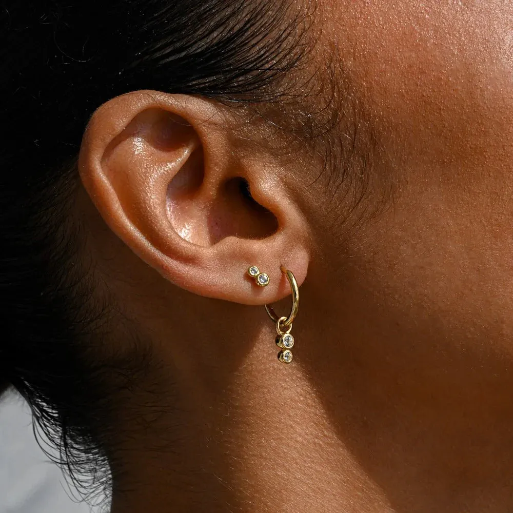 Duo Huggie Hoop Earrings | White Topaz