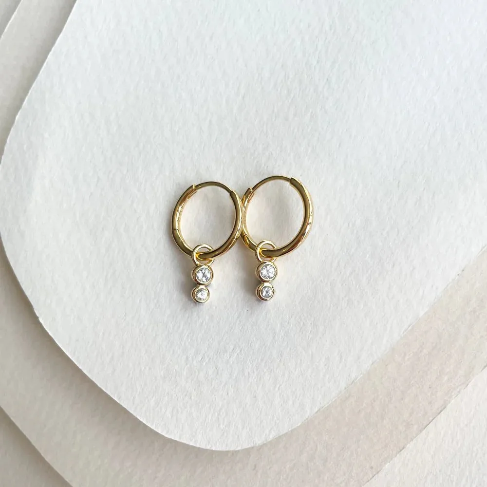 Duo Huggie Hoop Earrings | White Topaz